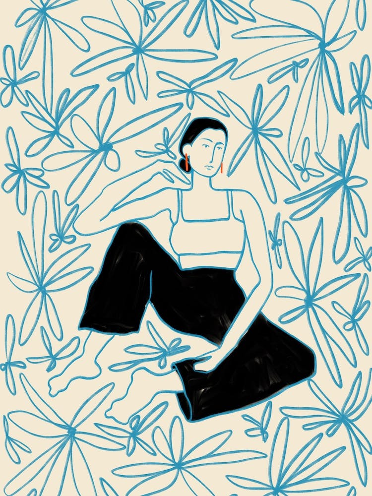 Woman In Field Of Flowers