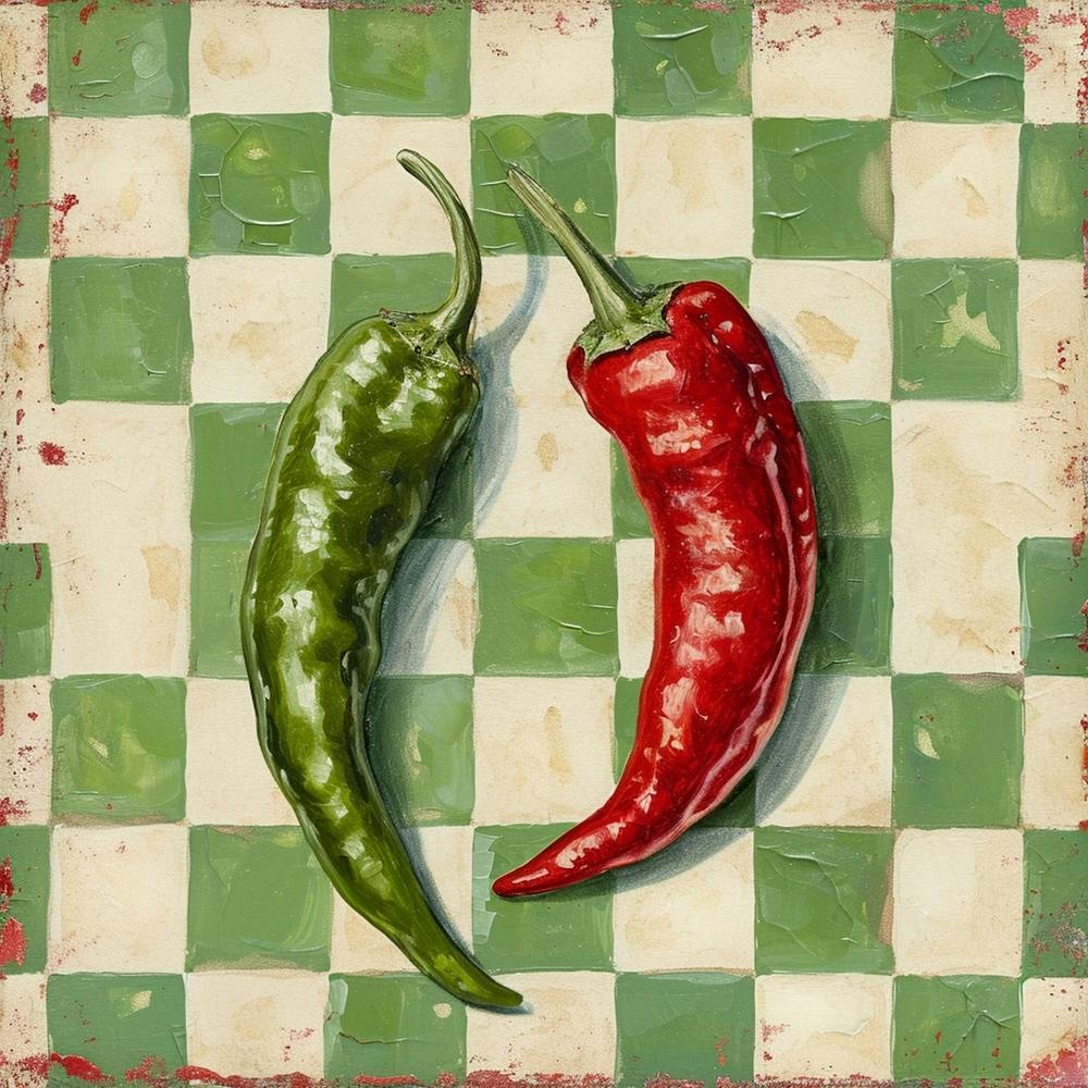 Red & Green Chillis Checkerboard 2