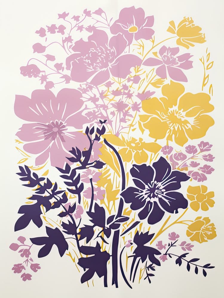 Colourful Flower Still Life Risograph Style 31
