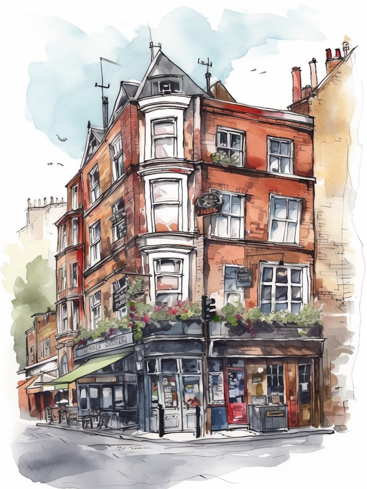 Shoreditch London Neighborhood, Watercolour 4