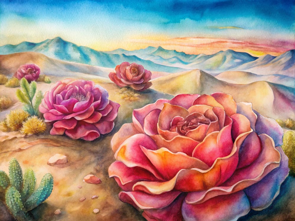 A Poster Featuring The Vibrant Desert Rose Formati