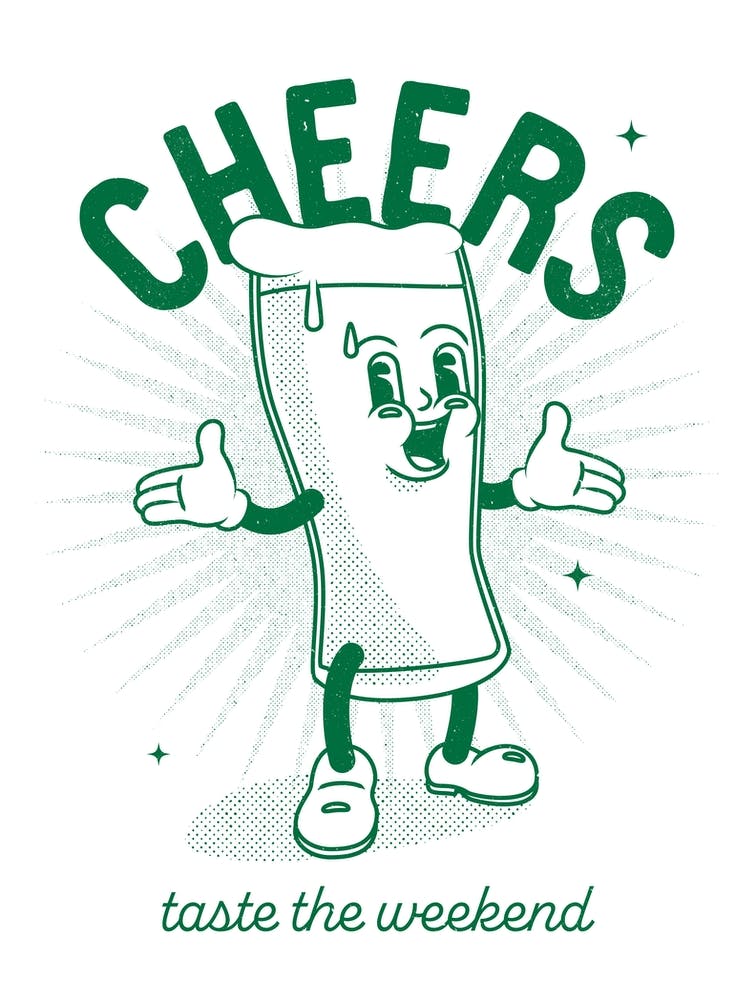 'Cheers' retro poster in green