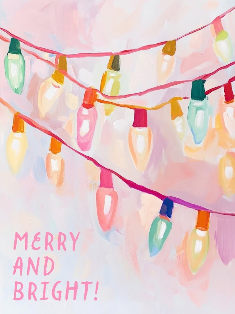 Merry And Bright. Acrylic Christmas Light Garland with Quote