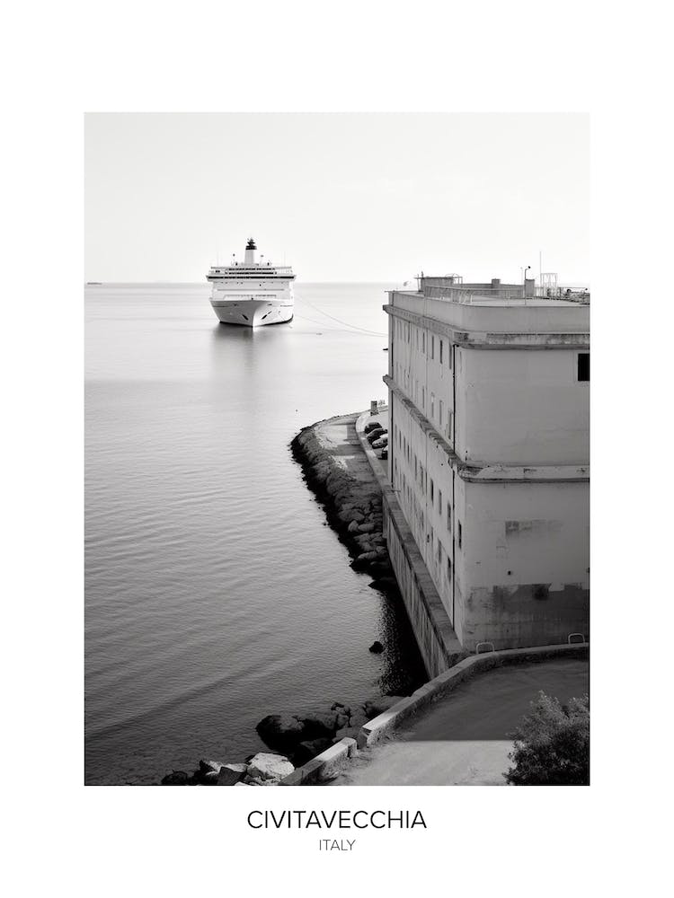 Poster Of Civitavecchia, Italy, Black And White Photo 4
