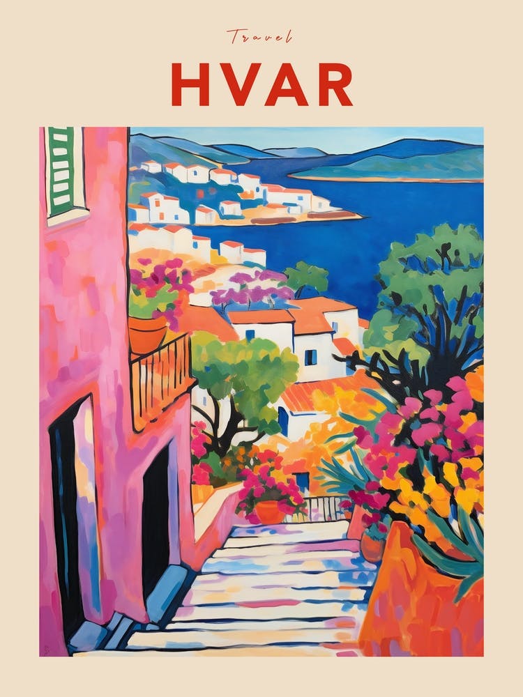 Hvar Croatia 3 Fauvist Travel Poster