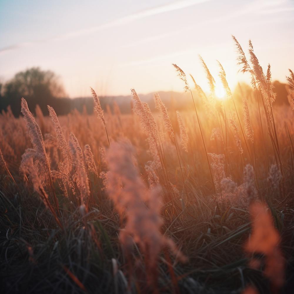 Sonnenuntergang auf einem Feld