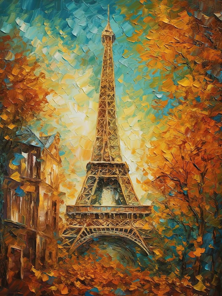 Eiffel Tower Paris France Vincent Van Gogh Style 22