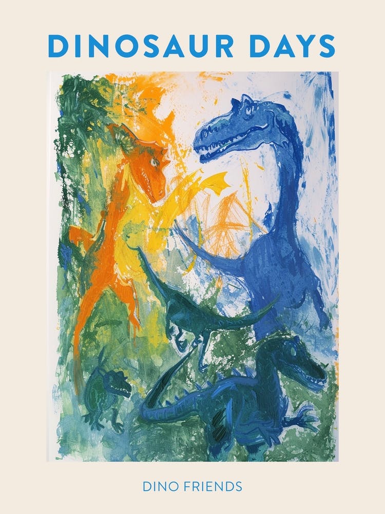 Dino Friends Abstract Poster 1
