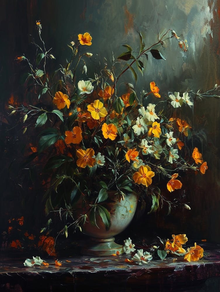 Baroque Floral Still Life Evening Primrose 2