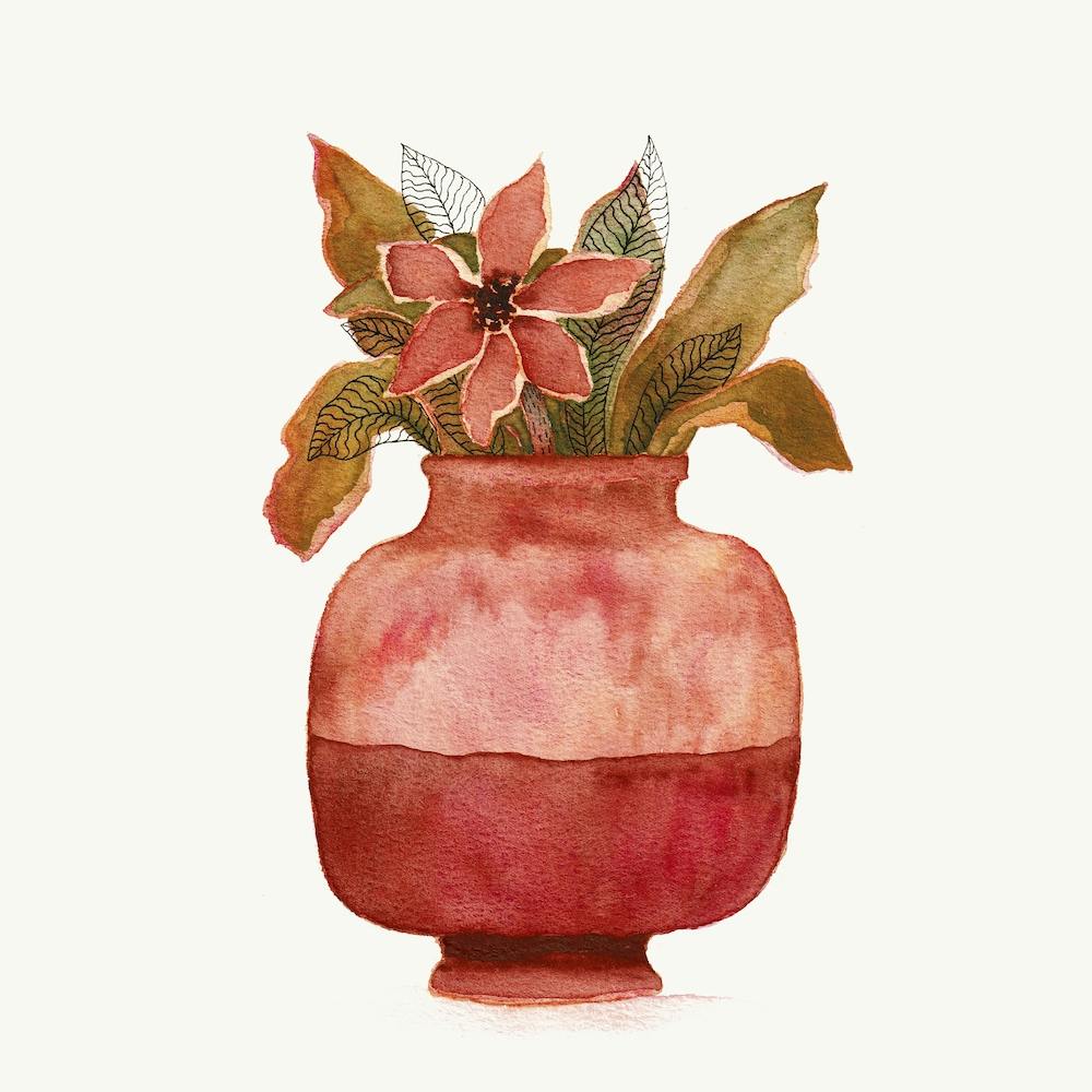 Watercolor Plant In A Pot Square