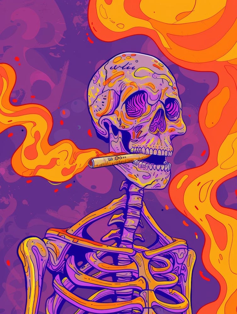Skeleton Smoking A Cigarette 2