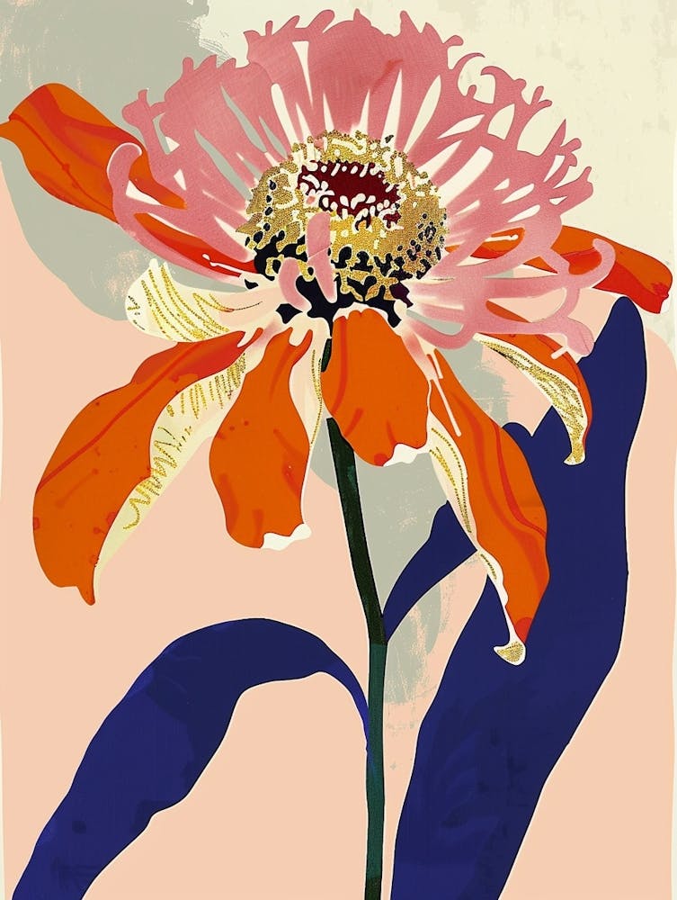 Colourful Flower Illustration Zinnia 2