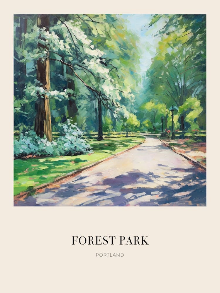 Forest Park Portland United States Vintage Cezanne Inspired Poster