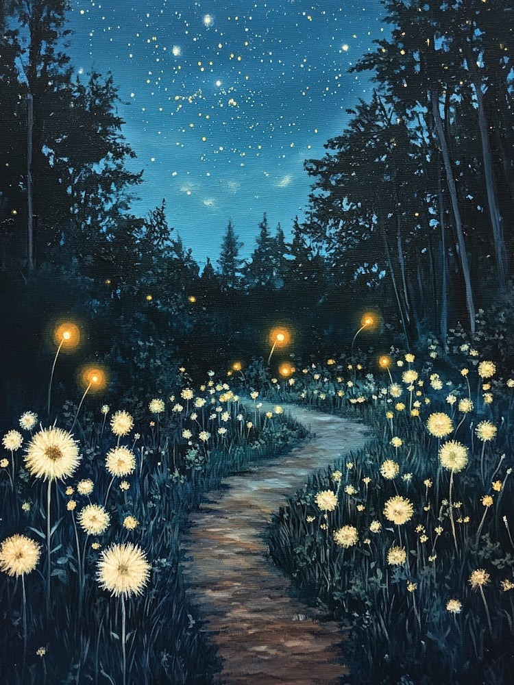 Dandelions At Night