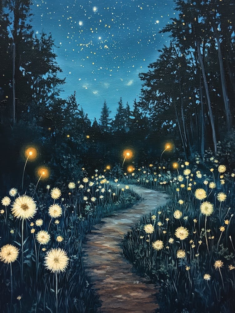 Dandelions At Night