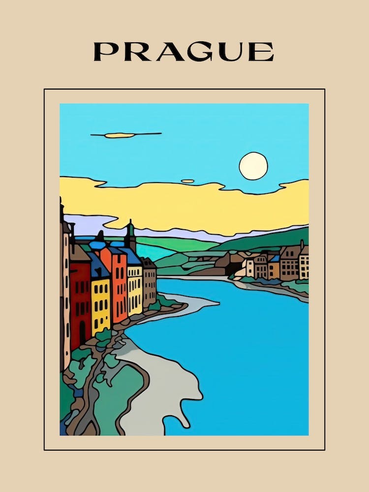 Minimal Design Style Of Prague, Czech Republic3 Poster
