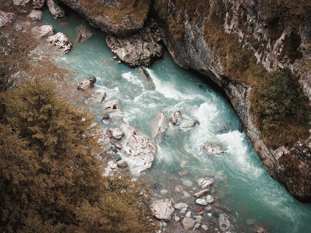 Felsiger Waldfluss