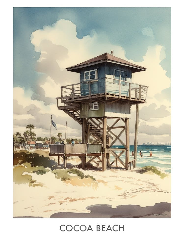 Cocoa Beach Watercolor 4travel Poster