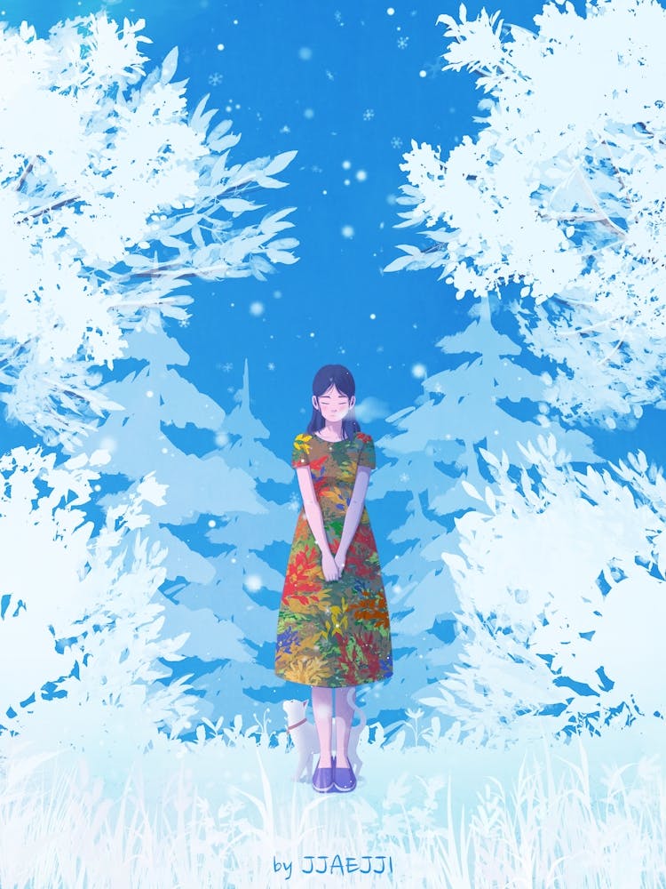 Autumn girl In The Snow