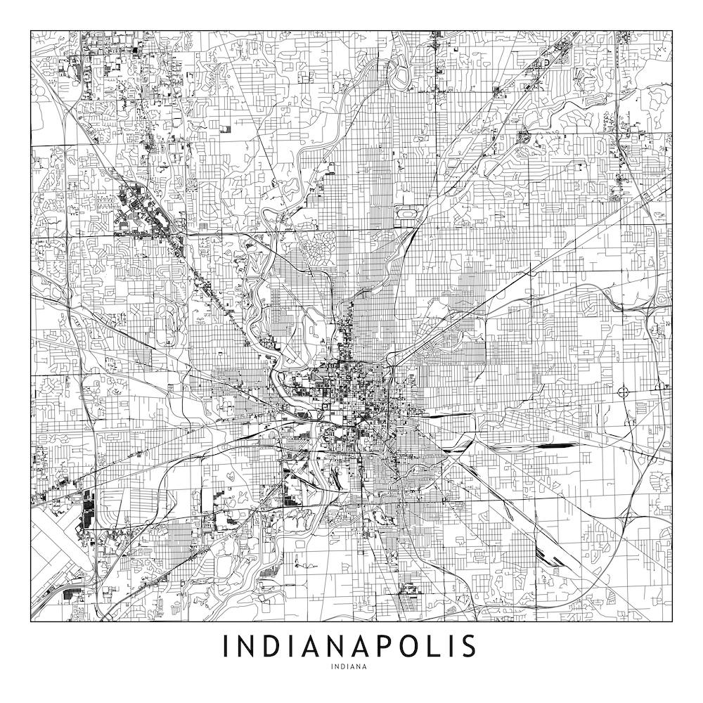 Indianapolis White Map Square