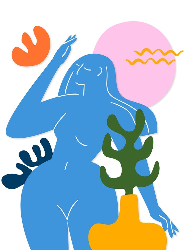 Frau im Garten Matisse-Stil