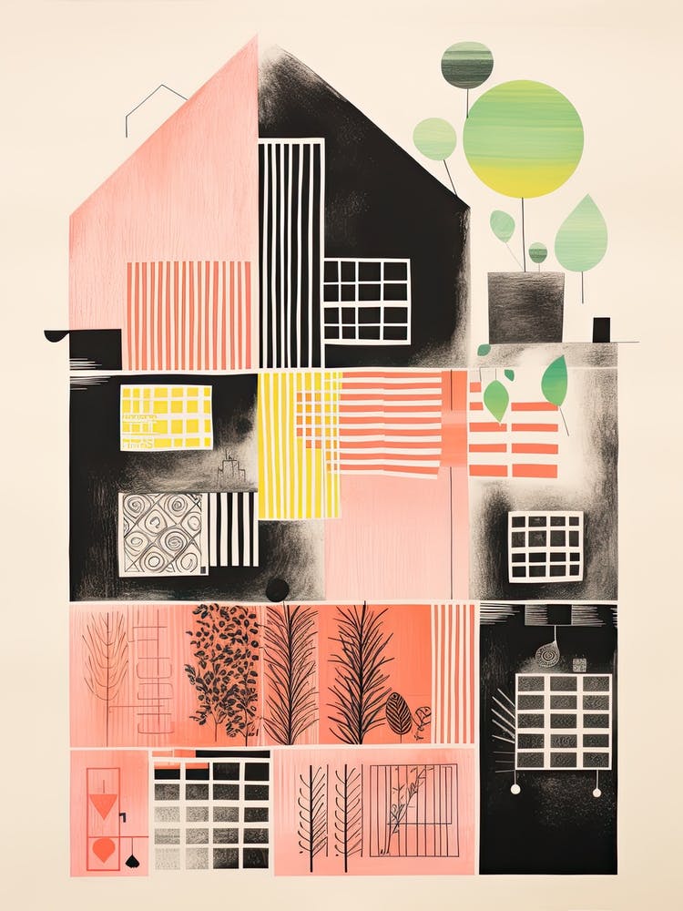 A House In Reykjavik, Abstract Risograph Style 4