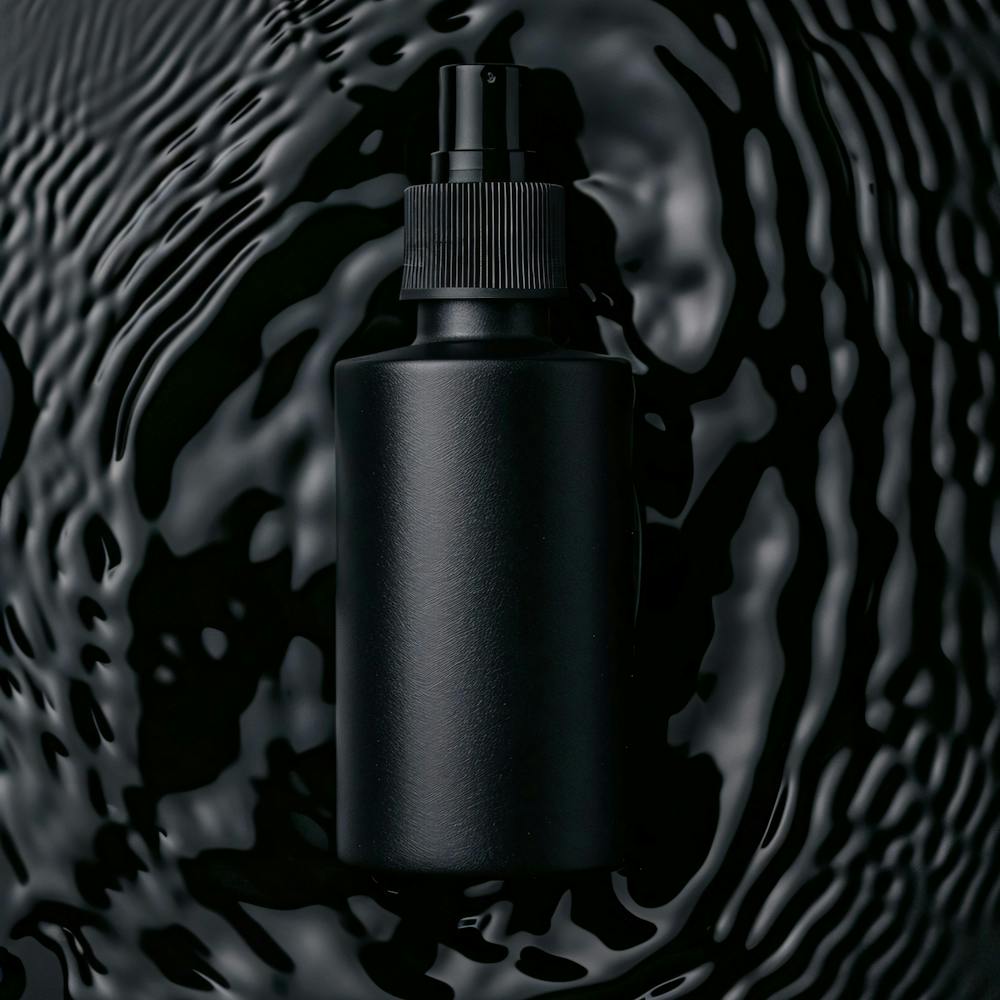 Black Bottle On A Black Background