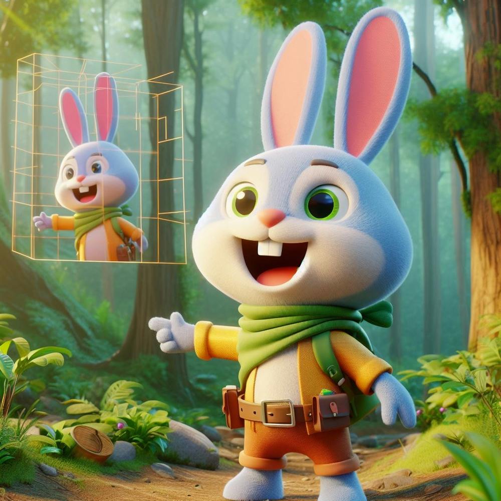 Cartoon Rabbit In The Forest