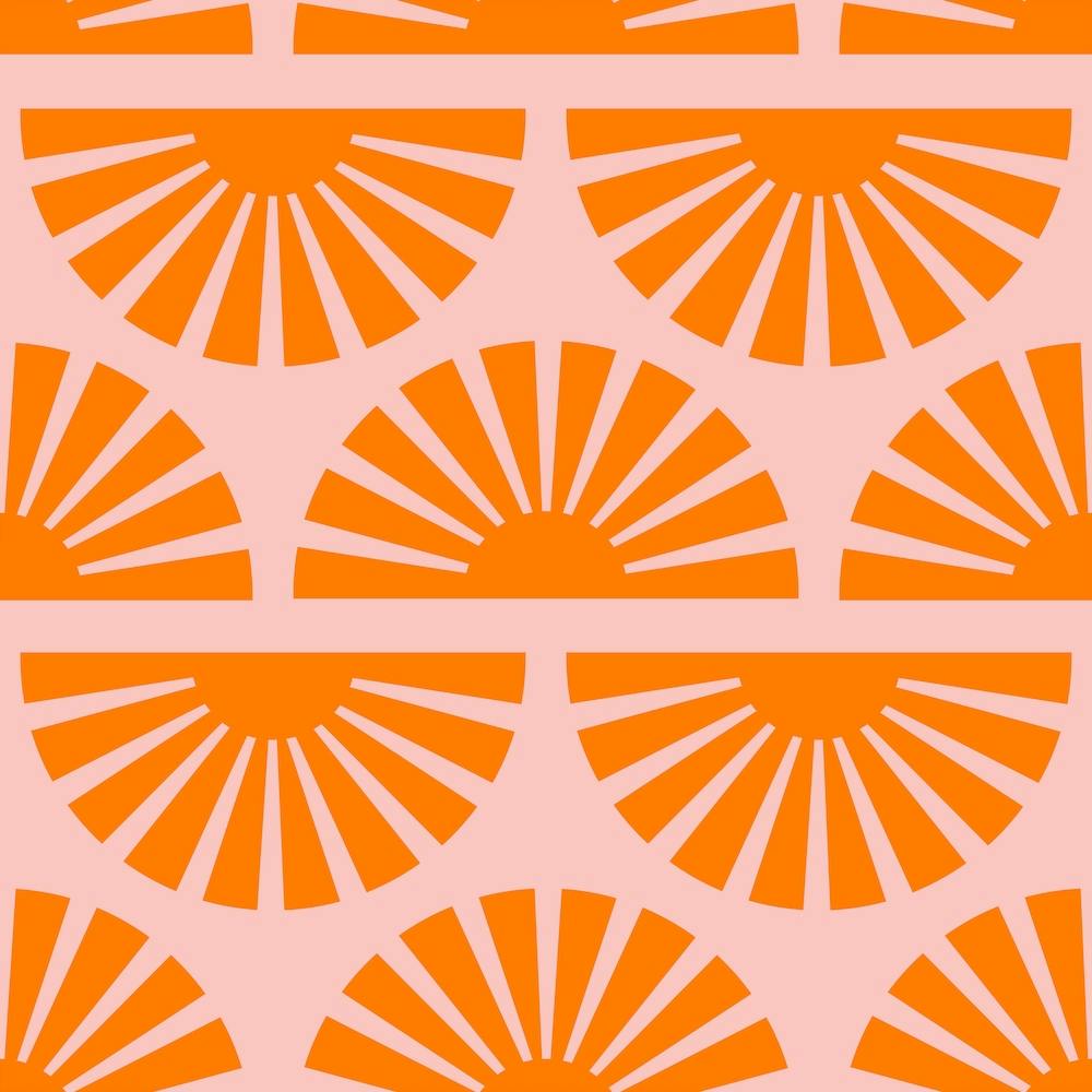 Geometric Pattern Orange And Pink Sunrise Square