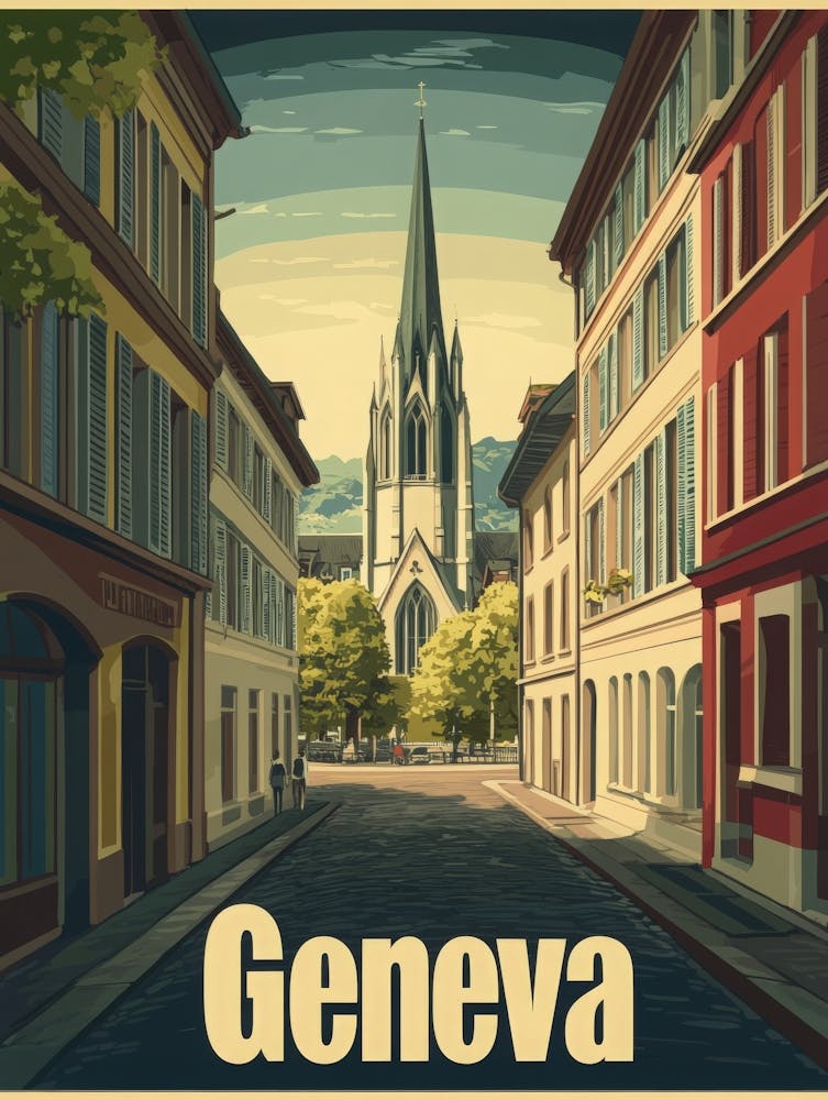 Aihrgdesign A Retro Travel Poster For Geneva Featuring The Hi Deb42674 D39f 43cd A409 Dec455d67b6d 1