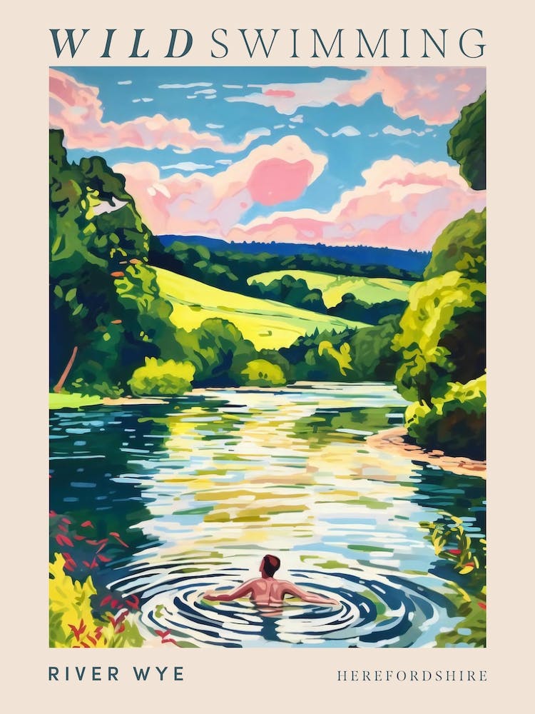 Nage en Milieu Naturel à River Wye Herefordshire 2 Affiche