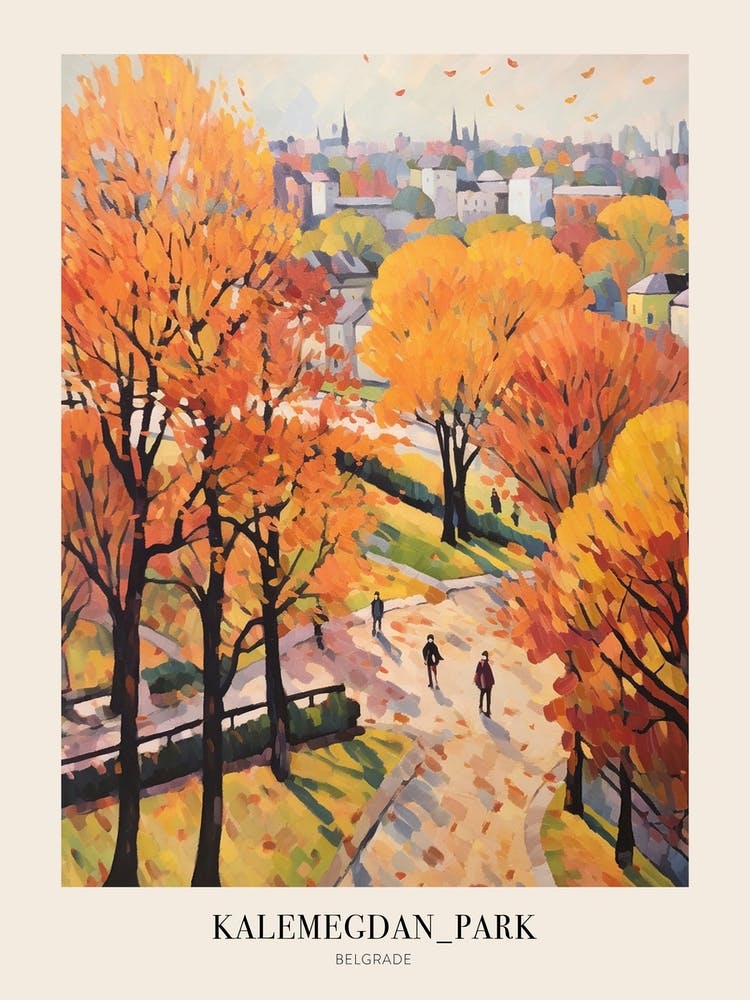 Autumn City Park Painting Kalemegdan Park Belgrade Serbia 1 Poster