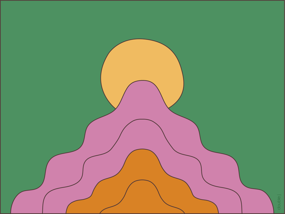 Open Your Mind Landscape Green And Pink Colourful Bold Playful Wavy