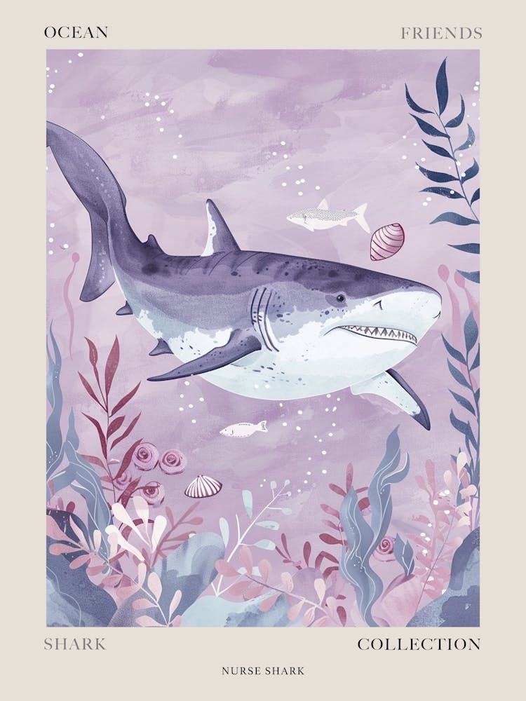 Lila Ammenhai Illustration 4 Poster