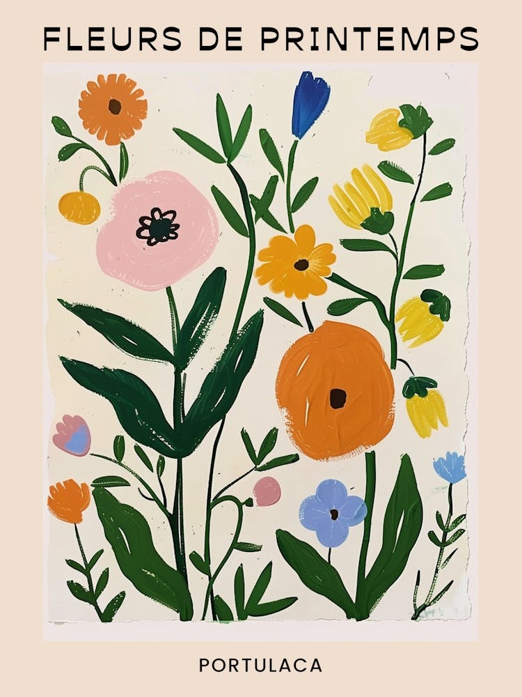 Spring Floral French Poster  Portulaca 1