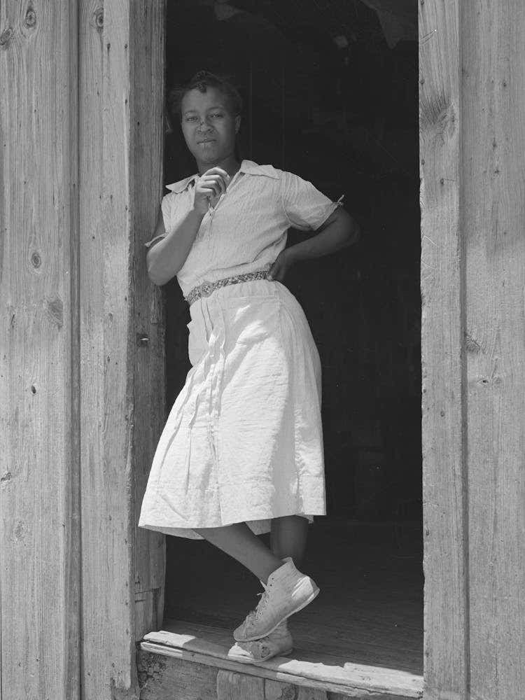 Worker Standing In The Doorway Of Her Home In Wagoner County, Oklahoma By Russell Lee