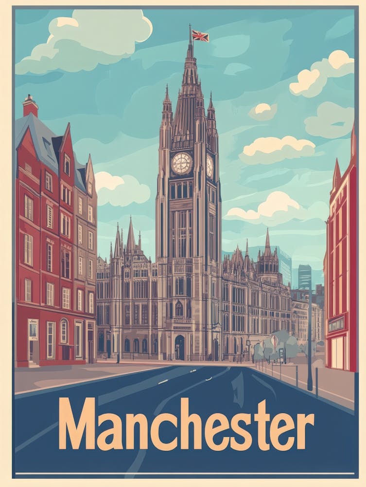 Aihrgdesign A Vintage Travel Poster Of Manchester Featuring T 2c3b3000 4595 4af2 B031 2a47b542f9fb 3