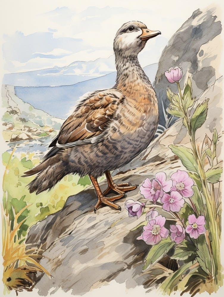 Storybook Animal Watercolour Mallard Duck 3