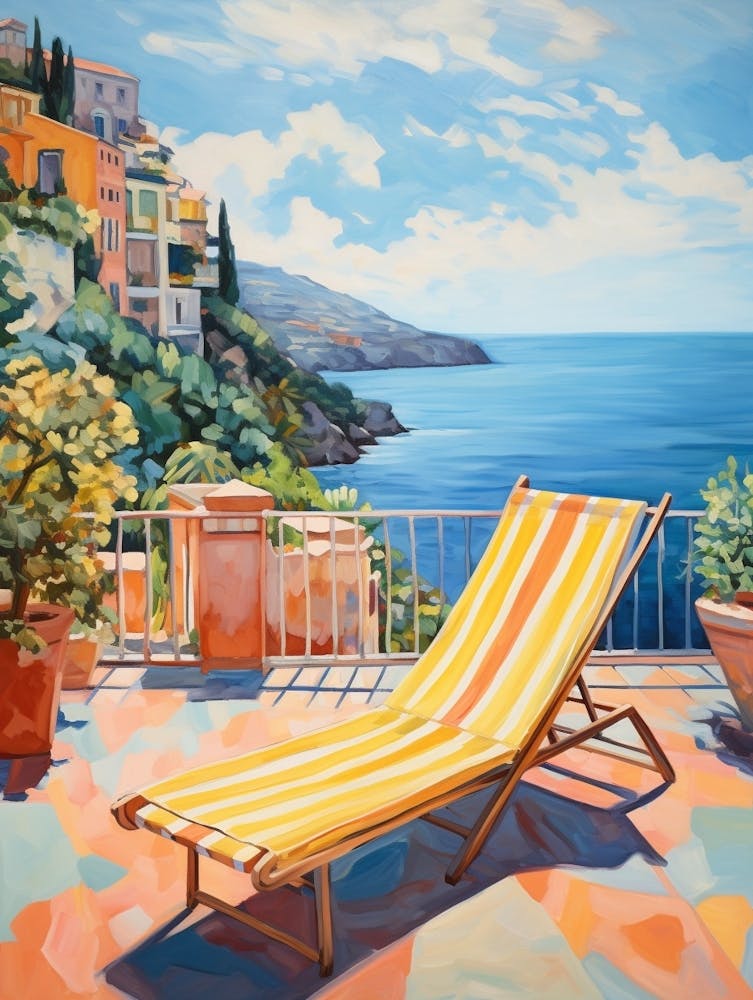 Sun Lounger By The Pool In Cinque Terre Italy