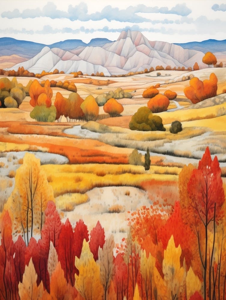 Autumn National Park Painting Greme National Park Turkey 1