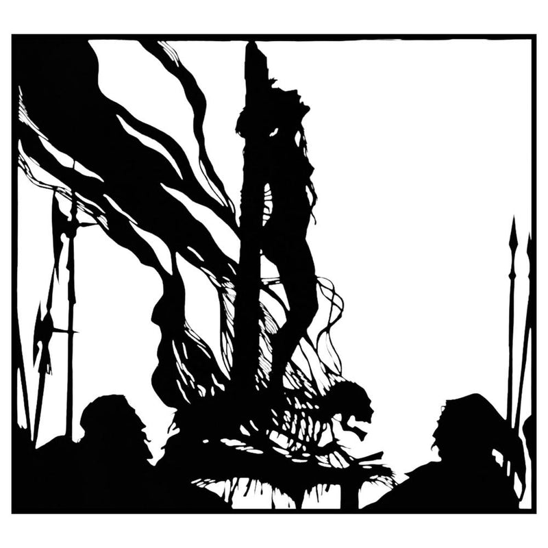 Mort de la Sorcière 1922 Illustration Vintage pour A Danse Macabre par Walter Draesner - Danse Envoûtante des Sorcières Brûlant sur le Bûcher Sorcellerie Femme Païenne Cool Effrayant 1