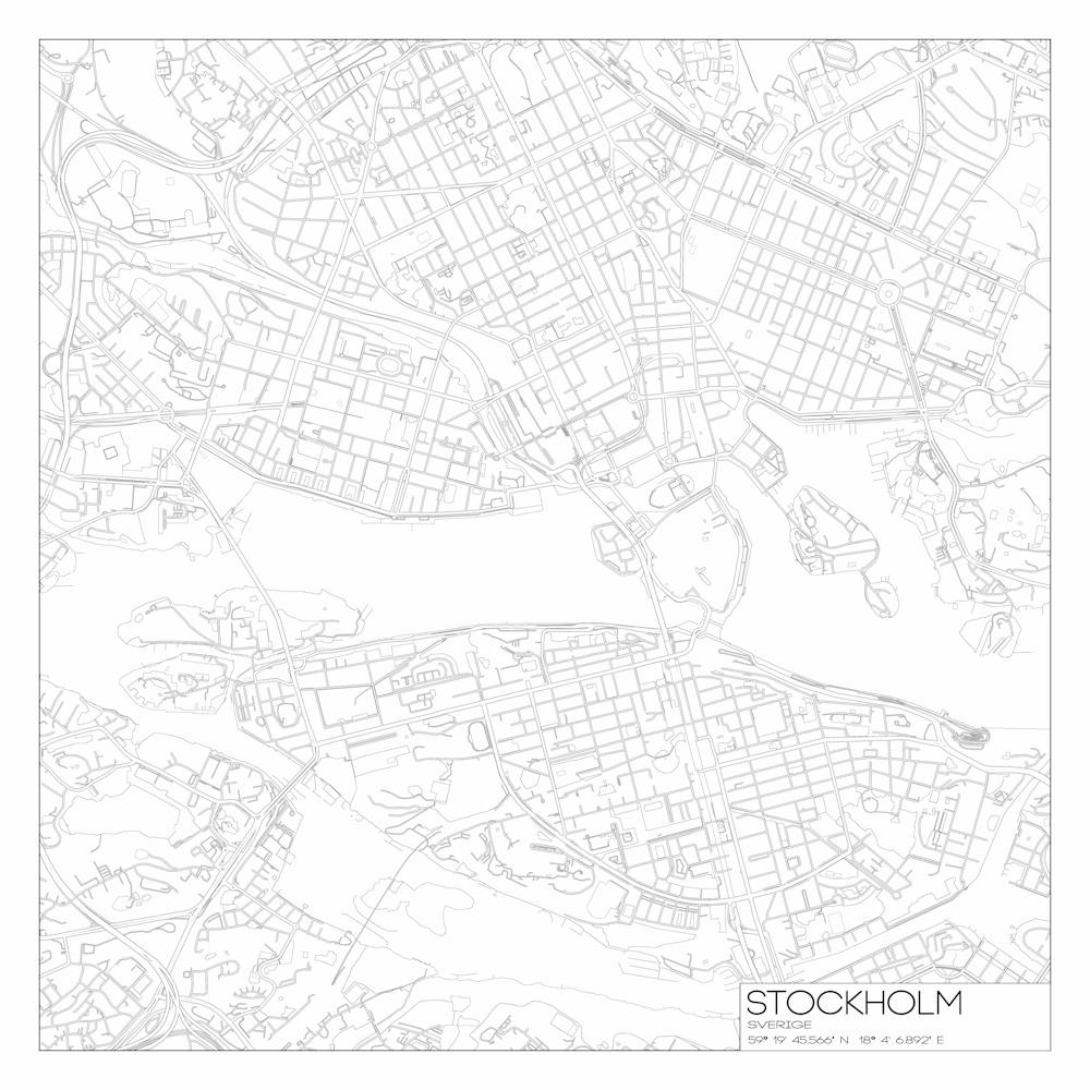 Stockholm Sverige city map black on white blueprint design