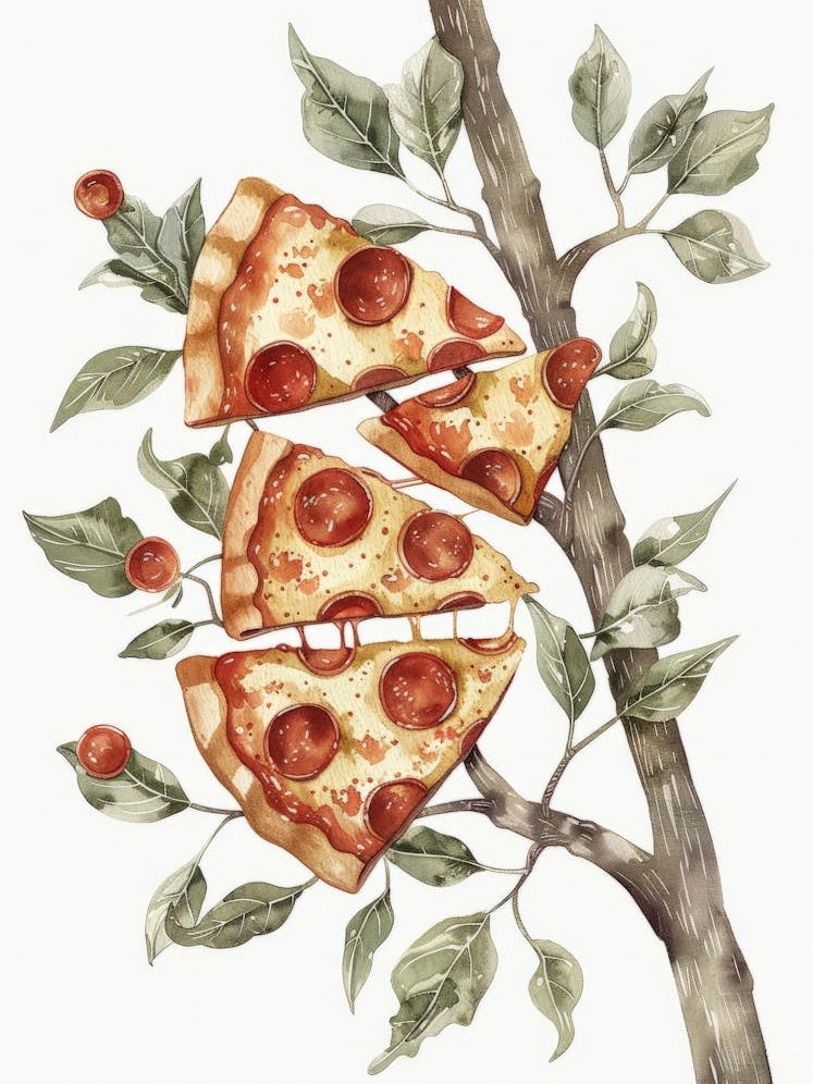 Pizza Slices On A Branch