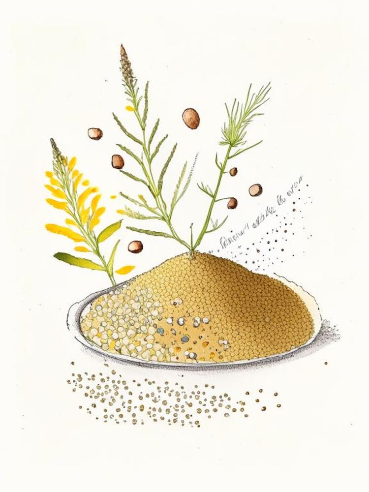 Mustard Seed Spices And Herbs Pencil Illustration 2