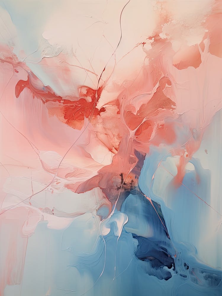 Pink And Blue Abstract Raw Painting 1