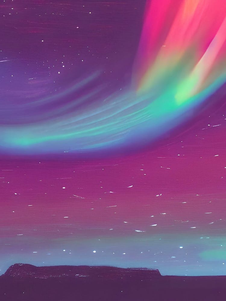 Rainbow Northern Lights Aurora Borealis Galaxy Mountains