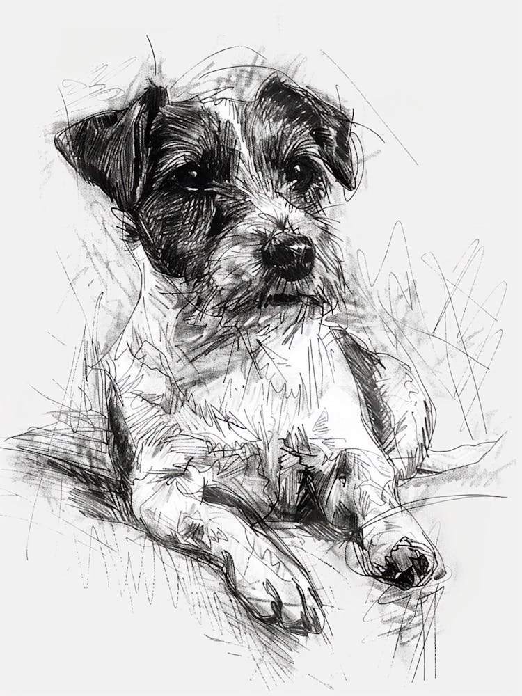 Parson Russell Terrier Dog Line Sketch  2