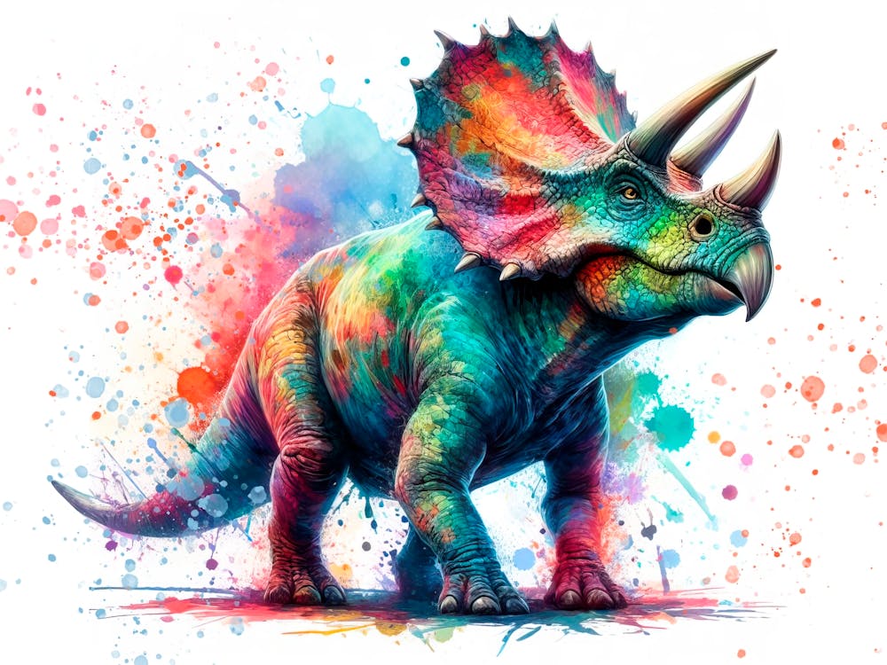Triceratops dinosaur in watercolor 1
