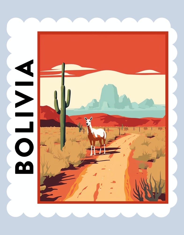 Bolivia 2 Travel Stamp Poster