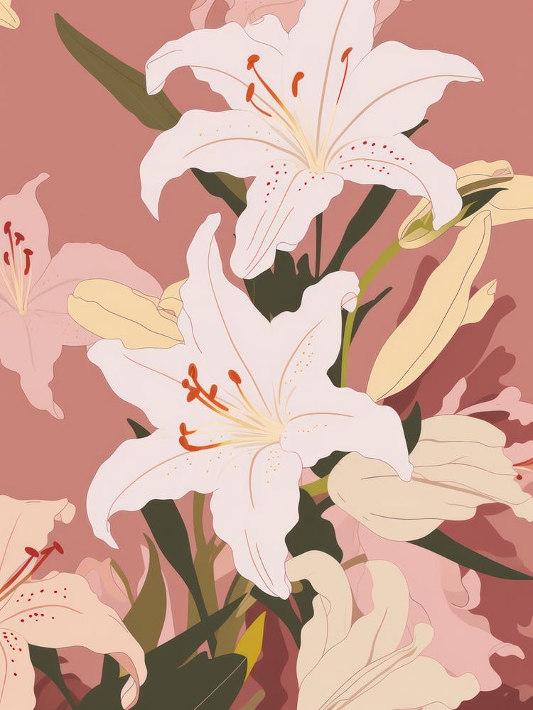 Lilies Flower Big Bold Illustration 2